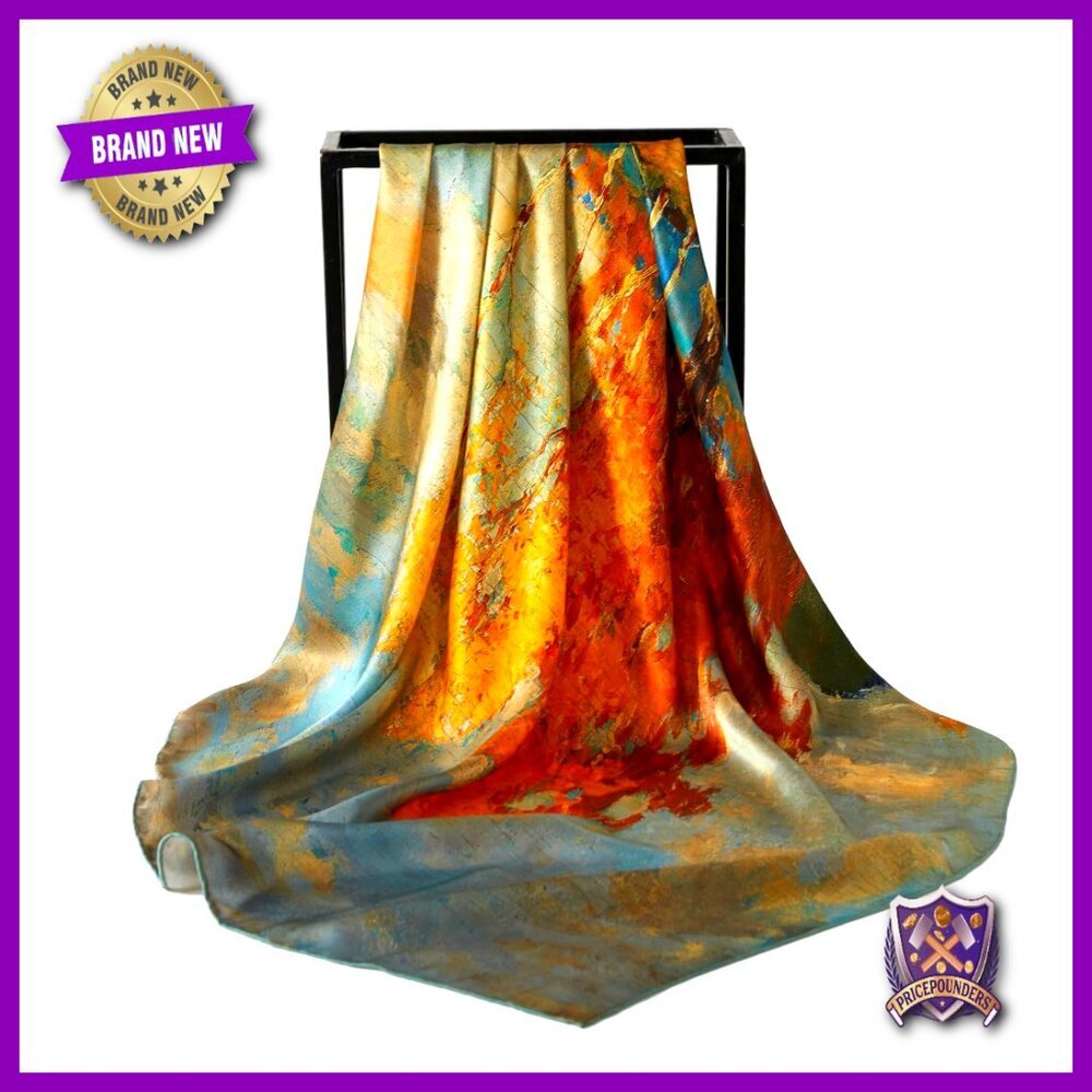 Large 43x43 Inch 100% Silk Scarf for Hair Wrapping and Styling